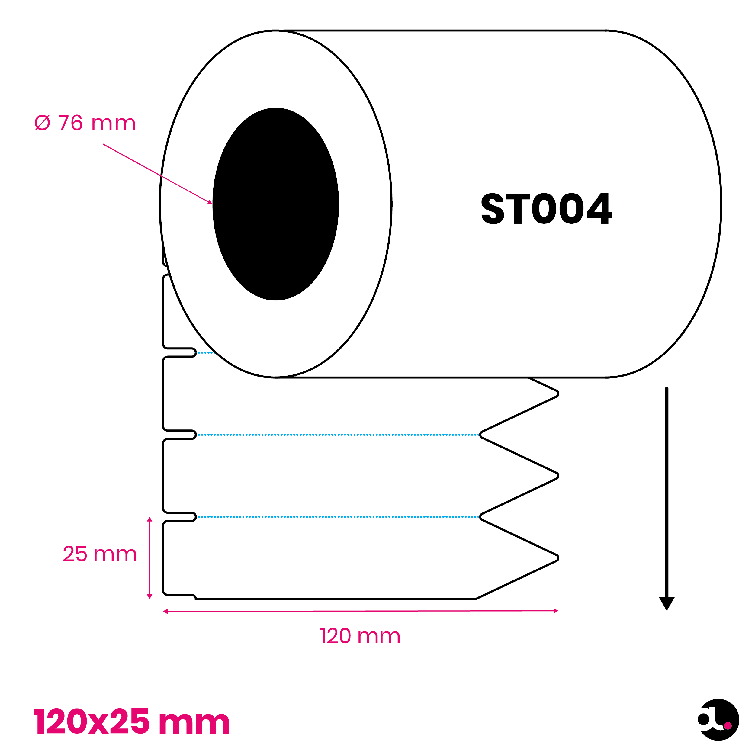 Steeketiket 120x25mm ST004 specs
