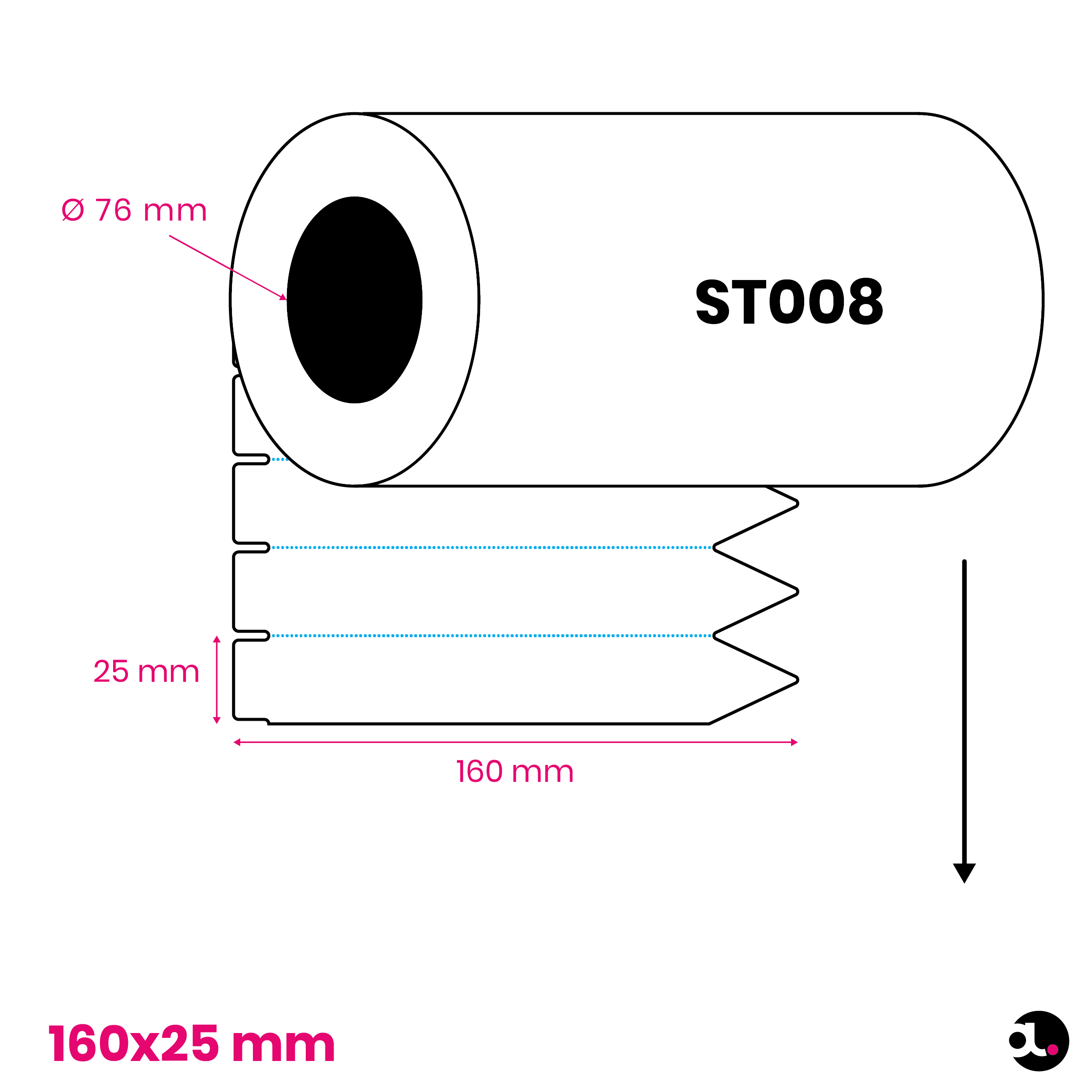 Steeketiket 160x25mm ST008 specs