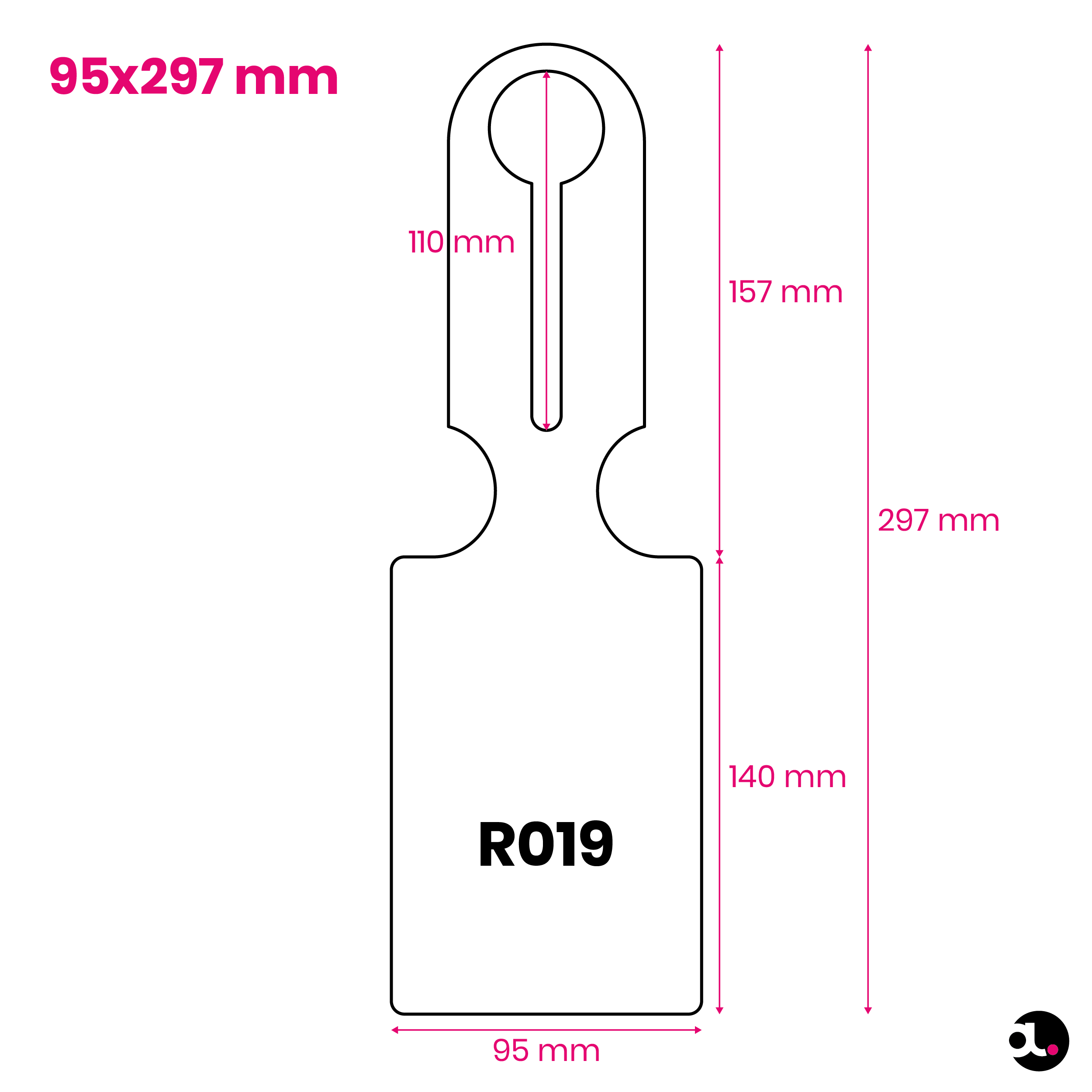 Hanglabel 95x297mm R019 specs