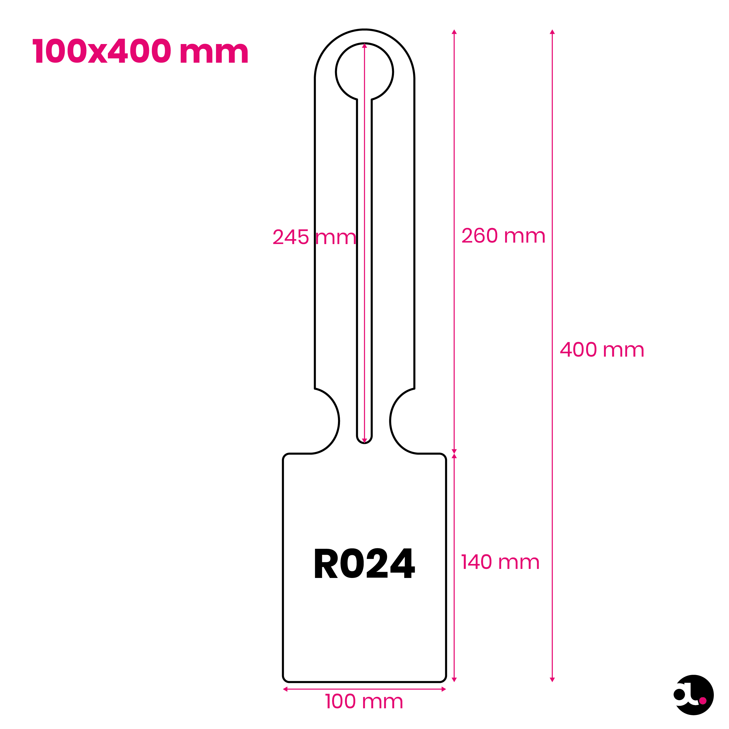 Hanglabel 100x400mm R024 specs