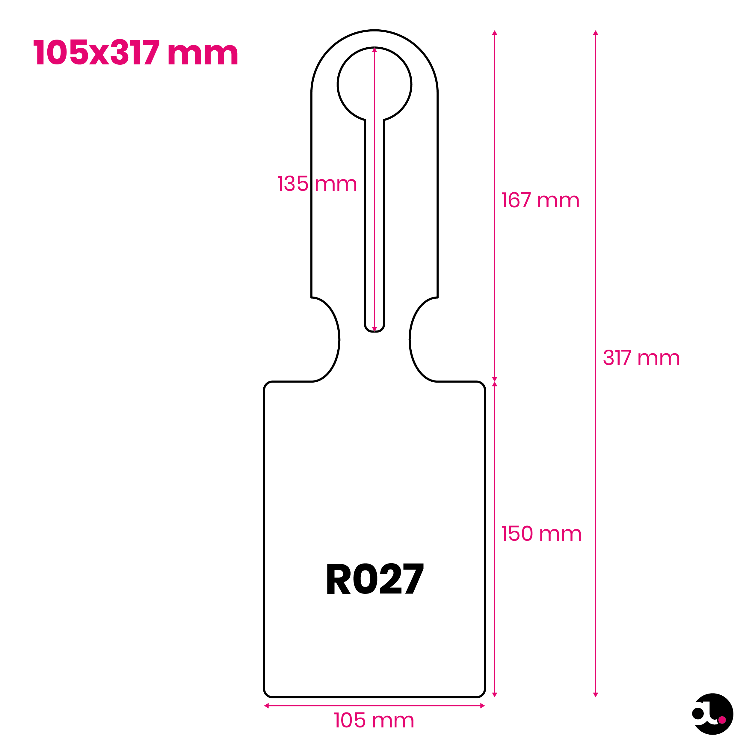 Hanglabel 105x317mm R027 specs