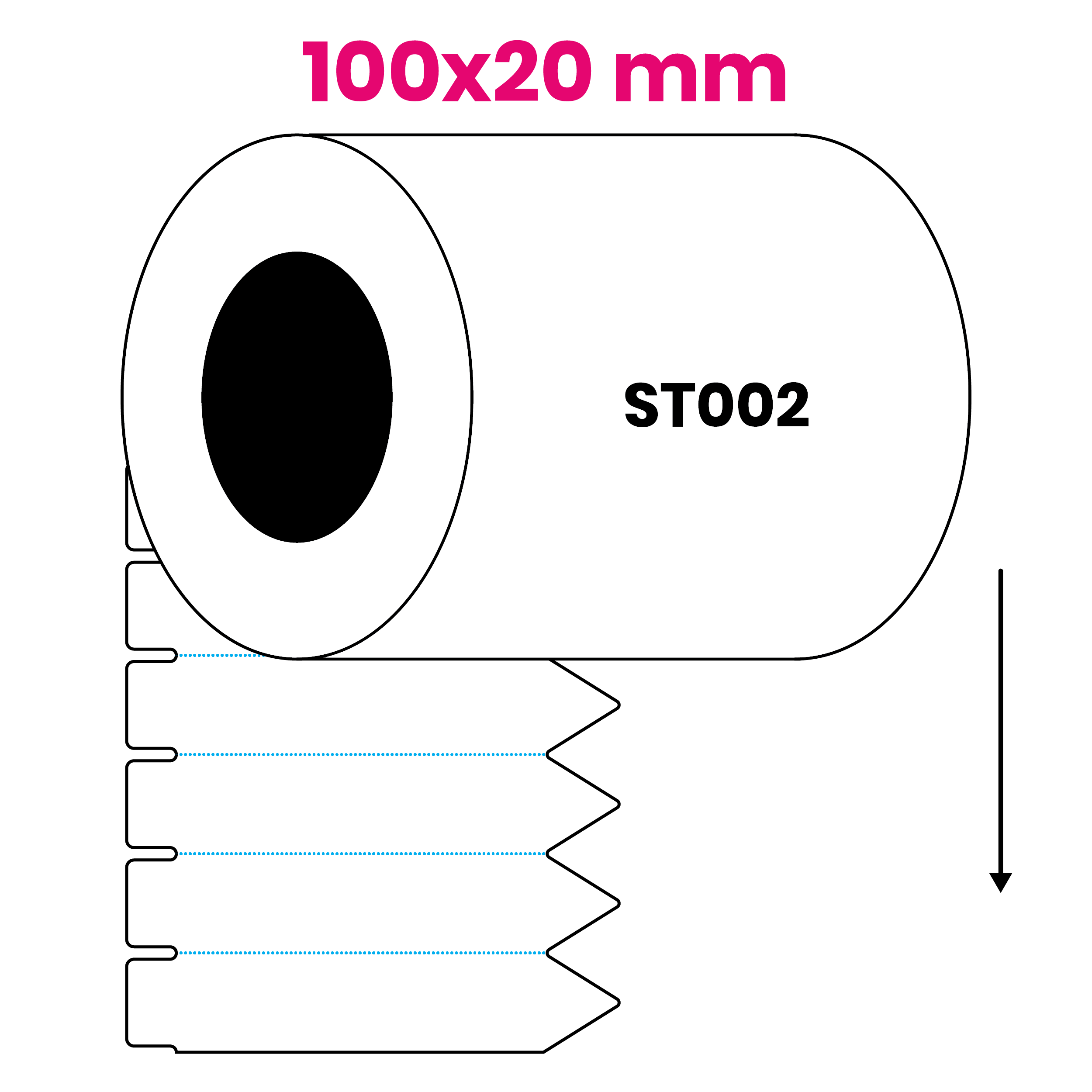 Steeketiket 100x20mm ST002