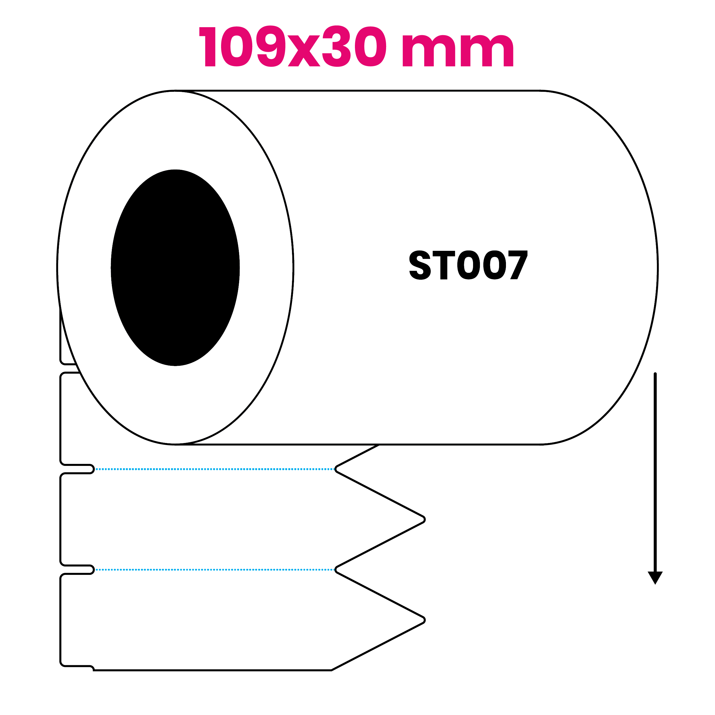 Steeketiket 109x30mm ST007